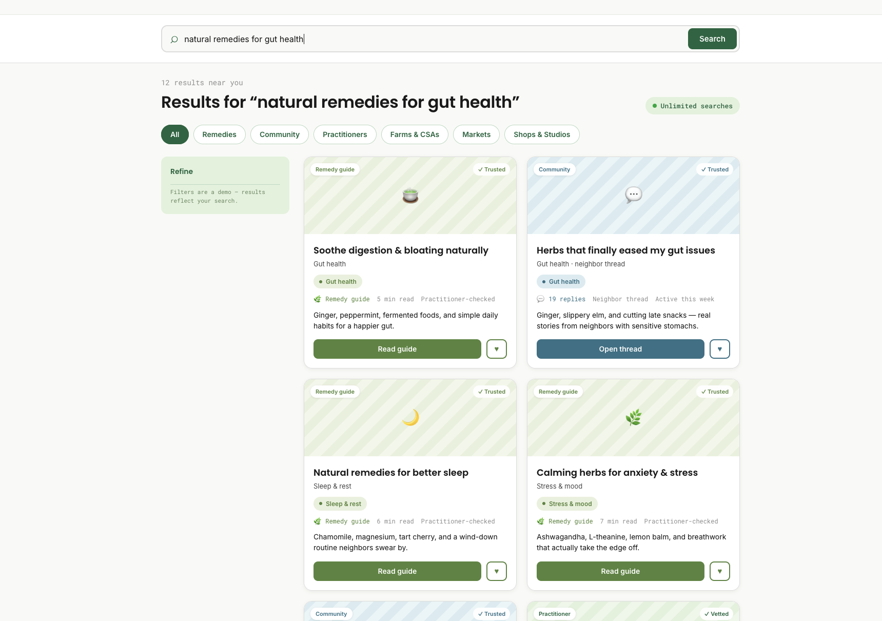 Goodniss search results demo